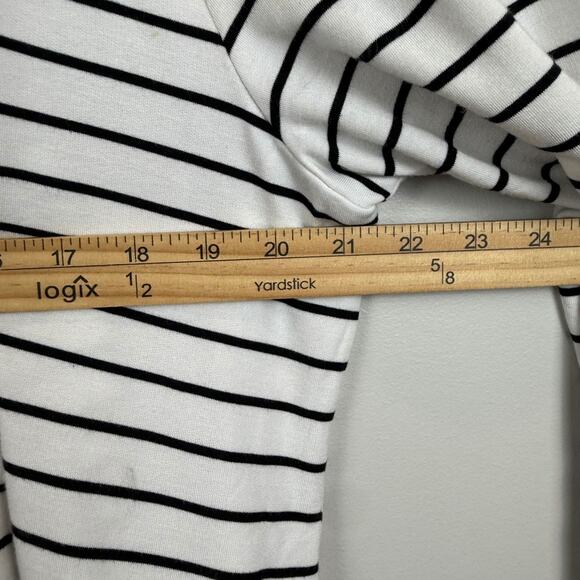 Tart Open Front Blazer Jacket Womens XL White Black Striped Modal Classic Topper - Picture 8 of 9